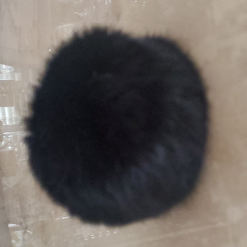 Authentic Black Rabbit Fur Ball nwot - Picture 2 of 2